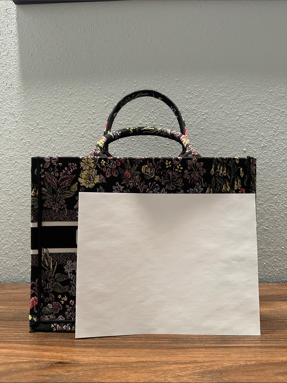 INSPIRED Black Floral Embroidered Logo Book Tote - Picture 12 of 12